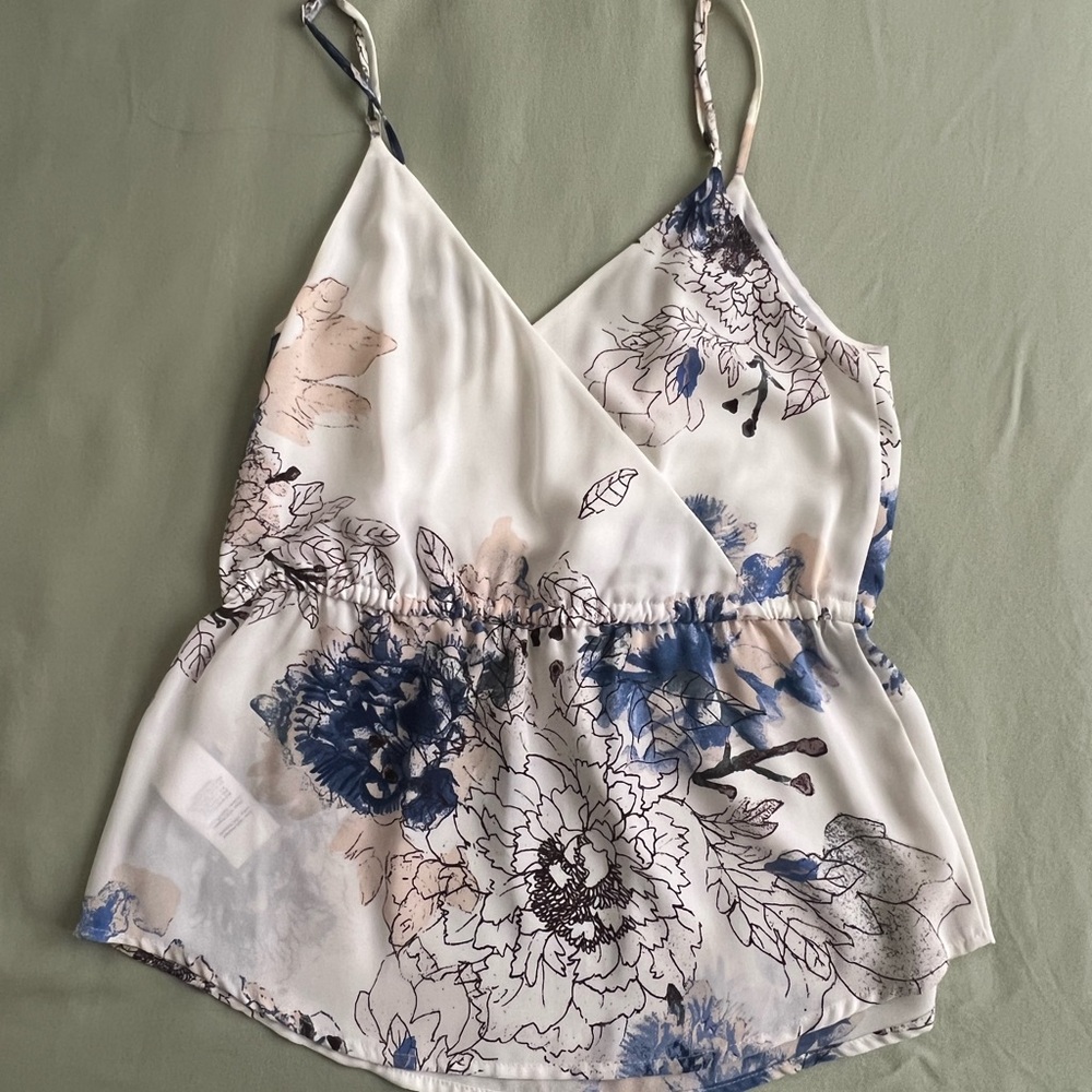 Aritzia Babaton Floral Camisole - White and Blue - Picture 2 of 7